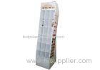 Customized Tiered Magazine Corrugated Cardboard Display Stands Matte Lamination Grey Paper