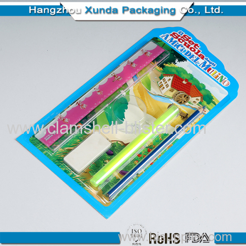 Plastic blister packaging for stationery