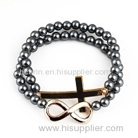 Fashion Alloy Cross And Figure 8 Bicyclic Beads Bracelets