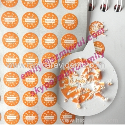 Custom Self Sticking Orange Warranty VOID Seal Stickers For Fix or Warranty Seal Use