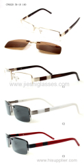 Fashion Stainless Steel Optical Frame With Clip On Sunglasses For Lady