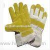 L Yellow Working Pasted Cuff Pig Skin Leather Gloves with White Cotton Back