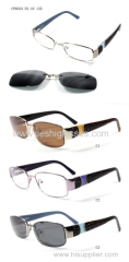 Round rim stainless steel frame with clip on sunglasses for fashion lady wine color