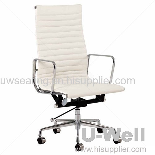 Red eames office leather with aluminum in office home hotel use high back executive boss chair China
