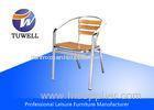 Slat Back Outdoor Light Weight Wooden Aluminum Dining Chair Rustproof