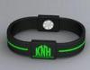 Black Customized Silicone Power Balance Bracelet With Green knh Logo