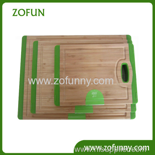 Three sizes bamboo chopping board with silicone hande