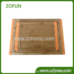 Two sizes bamboo cutting board with rubber feet