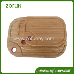 Three sizes bamboo chopping board with silicone hande