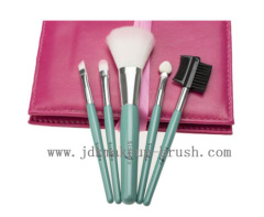 Travel Mini Makeup Brush Set With Mirror in Makeup Pouch