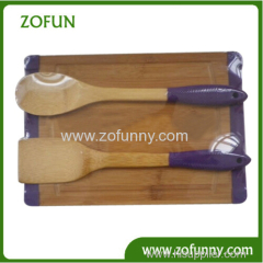 Bamboo cutting board with 2PCS utensil tools