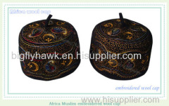 High quality Africa Muslim embroidered wool cap Handmade embroidery Boutique cap HQ004