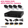 4CH HD 960H DVR Surveillance 4PCS 600TVL Security Cameras CCTV System NO HDD