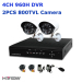 4CH HD Security System 960H DVR 2PCS 800TVL CCTV Indoor/Outdoor Cameras