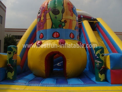 Cartoon PVC inflatable aliens slide