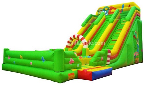 Colorful obstacle inflatable slide clown