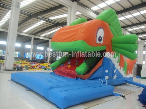 Huge inflatable ocean fish slide