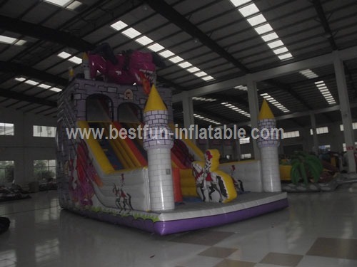 Inflatable Knight and dragon castle slide