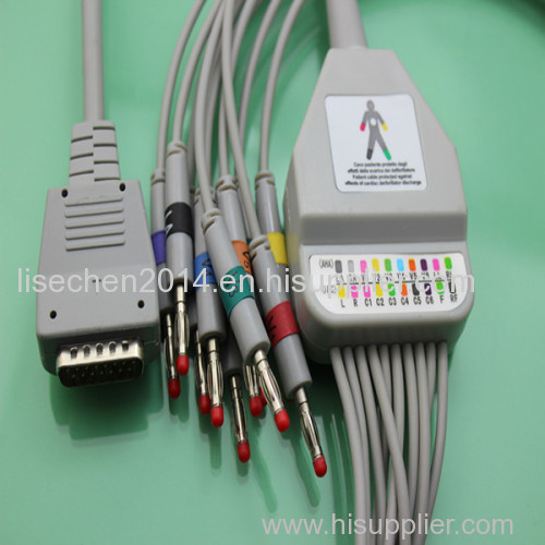 ISO 13485& CE Approved GE Marquette EKG cable with integrated 10 leadwires