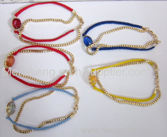 box chain and braided cotton bangle