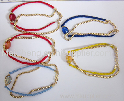 box chain and braided cotton bangle