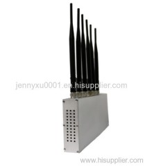 high quality best price GPS WIFI 3G Cell Phone Signal Jammer Blocker With 6 Antennas 33dBm output from factory