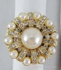 gem stone pearl fringe ring