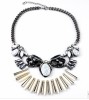 fashion gem stone spike necklace