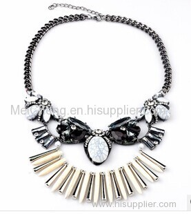 fashion gem stone spike necklace