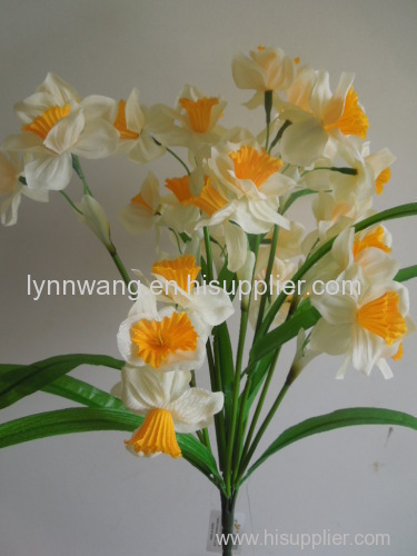 white satin 11 branch narcissus artificial decorative flower