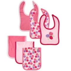 Hudson Baby 6-Piece Bib And Burp Cloth Set