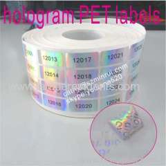 custom water proof tamper hologram PET sticker label