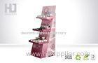 Pink Folding Corrugated Toiletry / Cardboard Cosmetic Display Stand Shelf For Supermarket