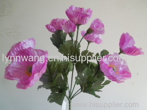 handmade flower 9 heads satin poppy bouquet flower