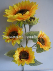 5 heads satin artificial sunflower