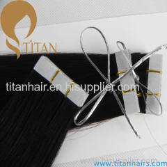 natural black silky straight 100% human hair tape in hair extension