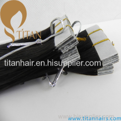 natural black silky straight 100% human hair tape in hair extension