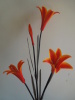 cheap 4 heads cool black stem satin lily flower