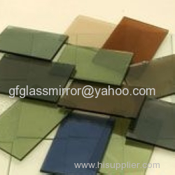 Tined float glass such as bronze glass