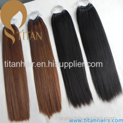 100% human hair korea pre bonded hair extension with cotton thread