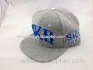 Gray Acrylic Wool Snapback Baseball Caps Hat with 3D Embroidery Letters
