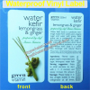Printed Self Adhesive Laminated Vinyl Package Labels for Water Kefir Lemongrass&Ginger Beverage Bottles