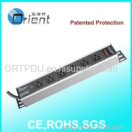 USA PDU 6 outlet with Current & voltage display and power light