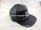 Children Black Leather Embroidered Baseball Caps with Snakeskin Strap