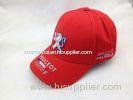 Raised 3D Embroidered Baseball Cap Red Promotional Hat with Embossed Buckle