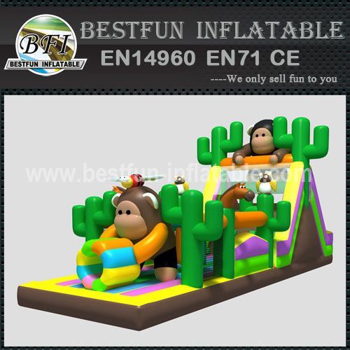 Lovely monkey inflatable obstacle course sport bouncy