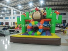 Lovely monkey inflatable obstacle course sport bouncy