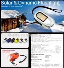 Solar & Dynamo Flashlight with 3 super bright LED