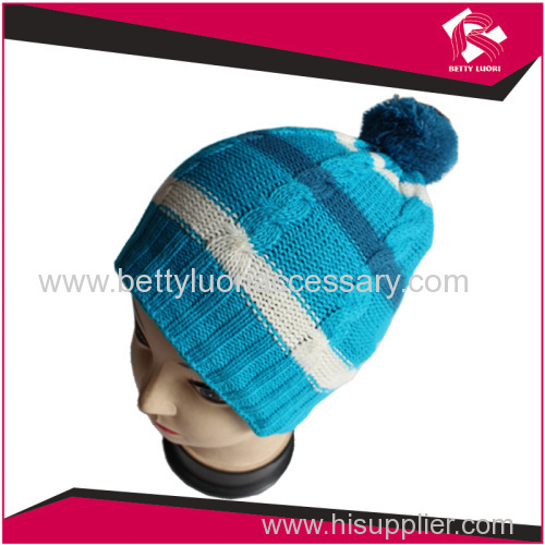 LADIES BLUE KNITTED BEANIE