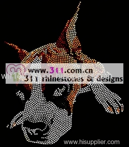 311 animal dog hot-fix heat transfer rhinestone motif design